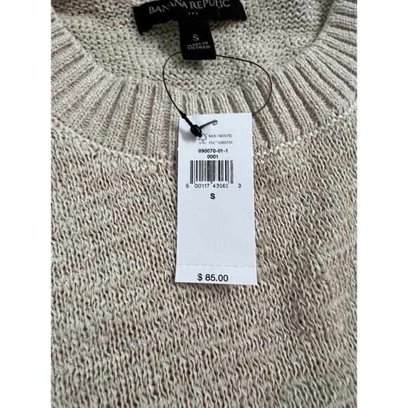 NWT Banana Republic Women Cotton Blend Slouchy Sweater T-Shirt S Ivory Cream $85 - Picture 4 of 9